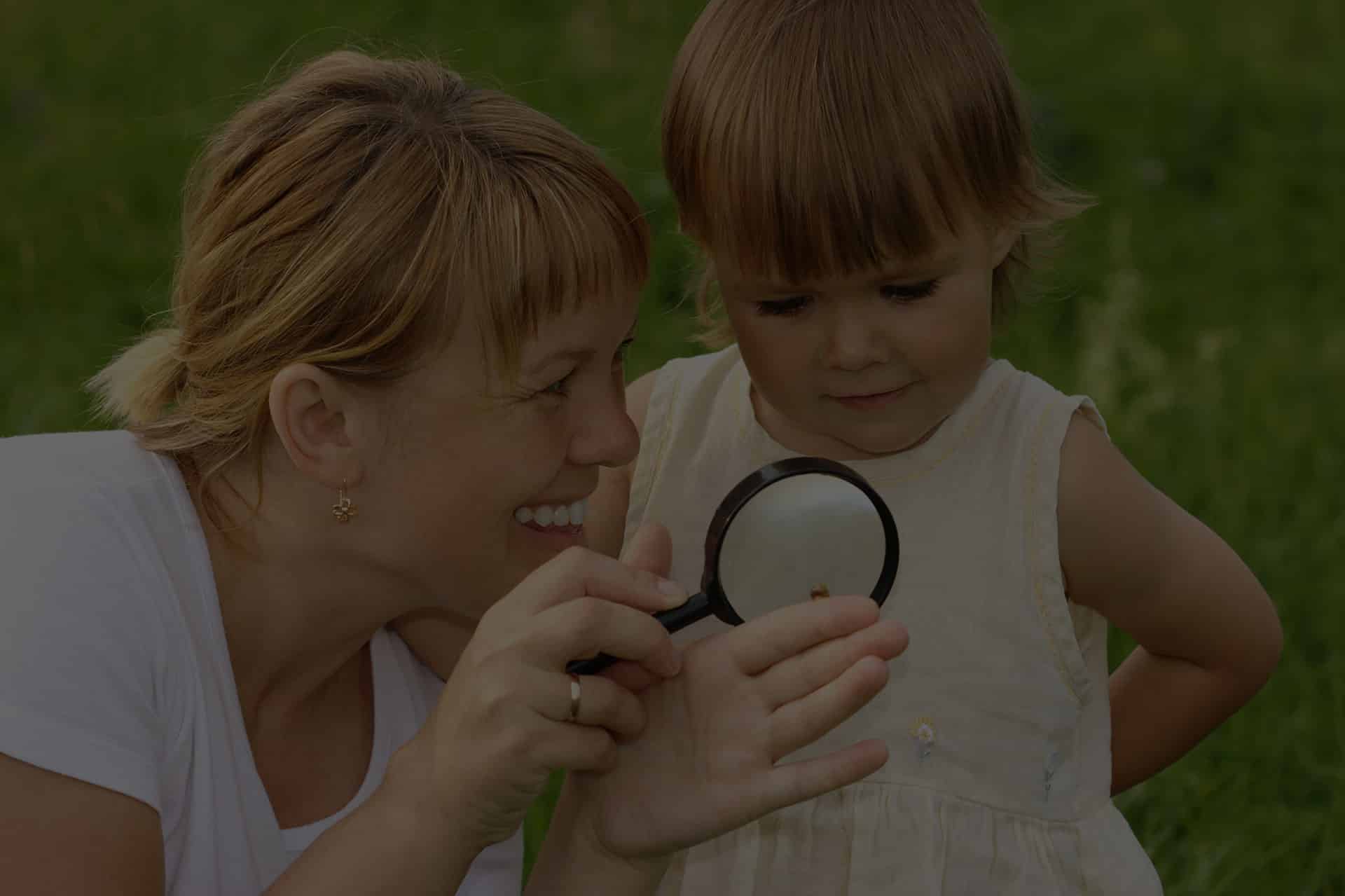 Child and mother with snail